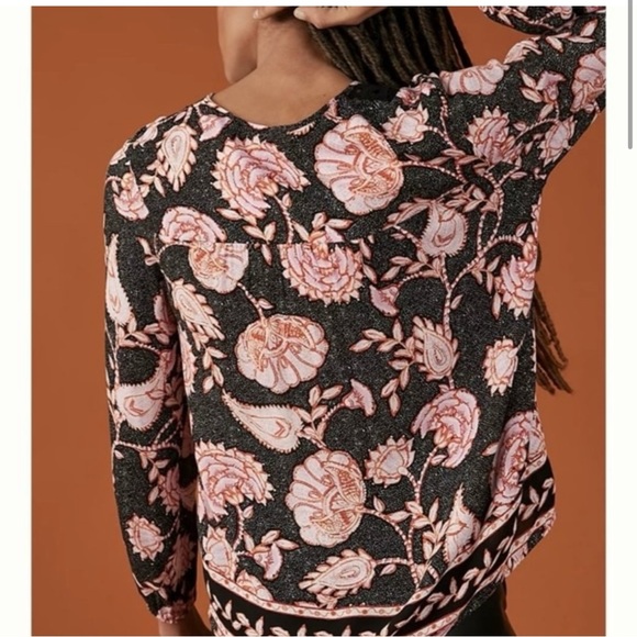 Anthropologie Tops - NWT Anthropologie x Daniel Rainn rayon Macey Lace Blouse embroidered pink rose